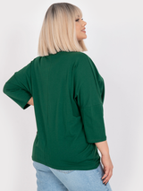Bluză femei Mărimi Mari cu print auriu și șnur- Verde