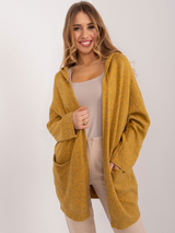 Cardigan damă Oversize cu glugă- Galben miere melanjat