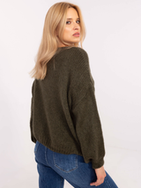 Cardigan damă Plus Size cu șnur fantezie- Kaki