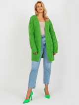 Cardigan damă ajurat cu lână- Verde