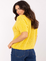 Pulover damă Oversize cu mânecă scurtă- Galben
