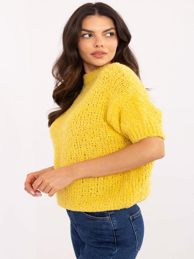 Pulover damă Oversize cu mânecă scurtă- Galben