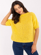 Pulover damă Oversize cu mânecă scurtă- Galben