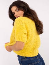 Pulover damă Oversize cu mânecă scurtă- Galben