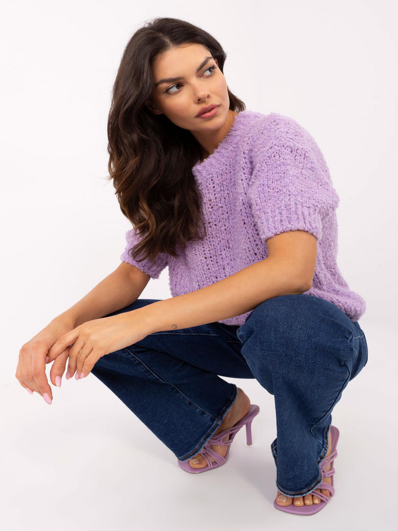 Pulover damă Oversize cu mânecă scurtă- Lila
