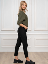 Pulover damă Plus Size cu croială chimono și mâneci 3/4- Kaki