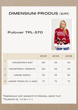 Pulover damă de Crăciun cu ren și pompon- Roșu