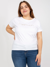 Tricou damă Mărimi Mari cu mânecă scurtă- Alb