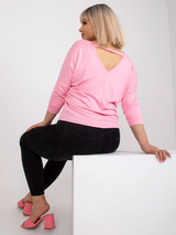 Tricou damă Mărimi Mari cu mâneci trei sferturi- Roz