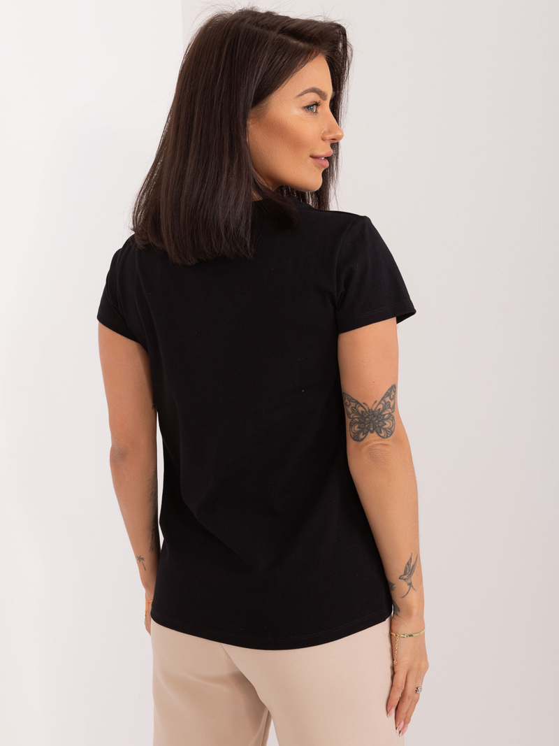 Tricou damă cu floare- Negru