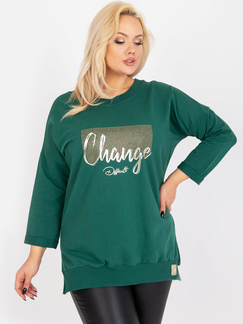 Tunică damă Mărimi Mari cu print- Verde