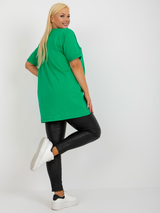 Tunică damă Plus Size cu mânecă scurtă- Verde