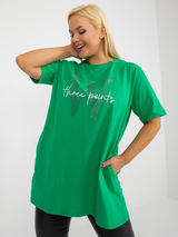 Tunică damă Plus Size cu mânecă scurtă- Verde