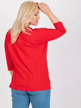 Bluză damă Mărimi Mari asimetrică imprimată- Roșu