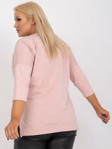 Bluză damă Mărimi Mari asimetrică imprimată- Roz pudră