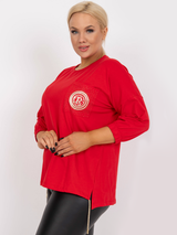 Bluză damă Plus Size tip tunică asimetrică- Roșu