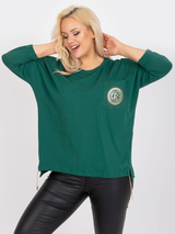 Bluză damă Plus Size tip tunică asimetrică- Verde