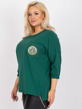 Bluză damă Plus Size tip tunică asimetrică- Verde