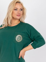 Bluză damă Plus Size tip tunică asimetrică- Verde