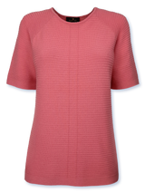 Bluză damă tricotată fin in dungi roz salmone