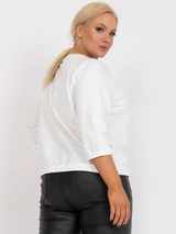 Bluză femei Plus Size cu mânecă raglan și print auriu- Ecru