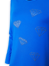 Bluză femei albastru royal cu ornament diamante argintii