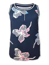 Bluză femei bleumarin cu flori și bentițe tricotate