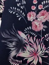 Bluză femei bleumarin cu tul imprimat cu motive florale