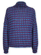 Bluză femei casual cu model geometric albastru-bordo