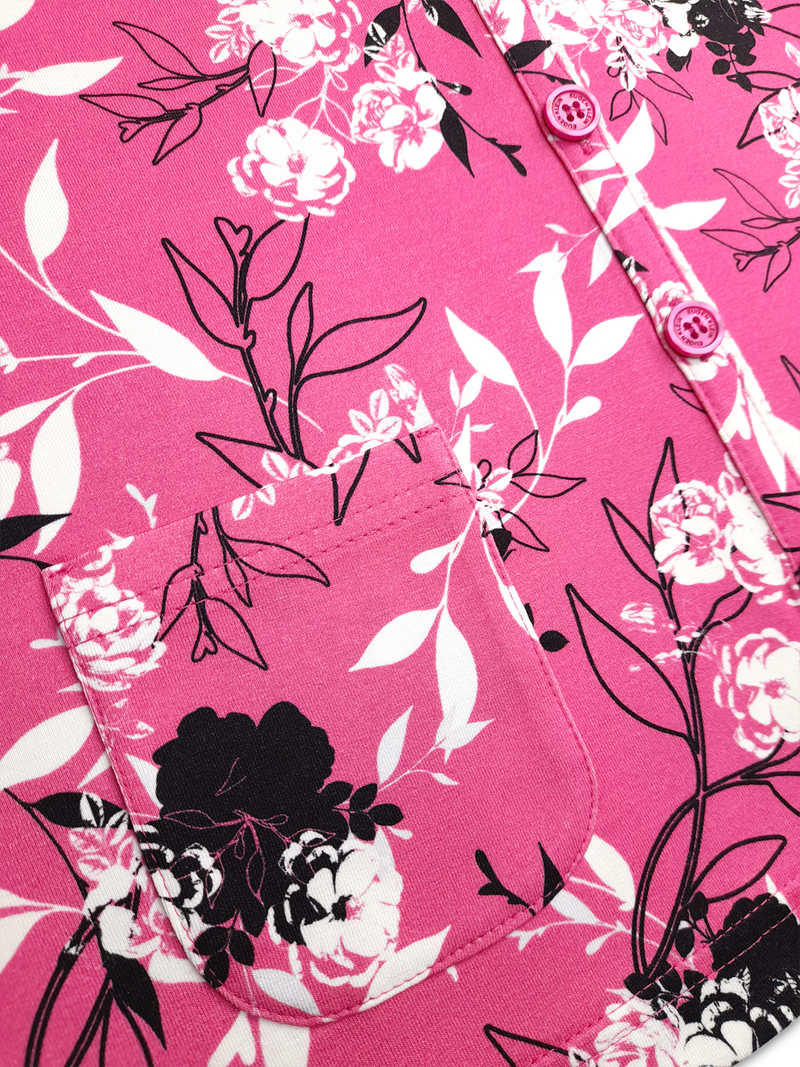 Cardigan damă roz cu imprimeu floral