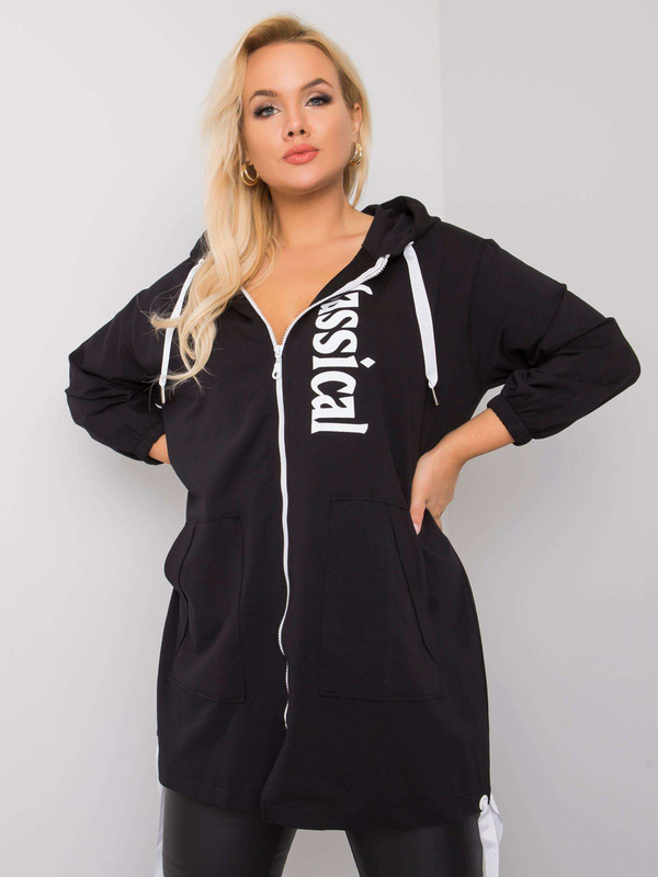 Hanorac damă Plus Size lung- Negru