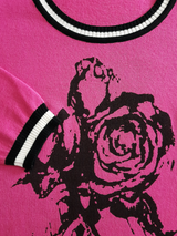 Pulover femei roz cu imprimeu floral