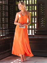 Rochie femei elegantă plisată - Orange