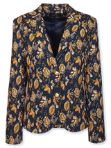 Sacou femei elegant bleumarin cu motiv floral